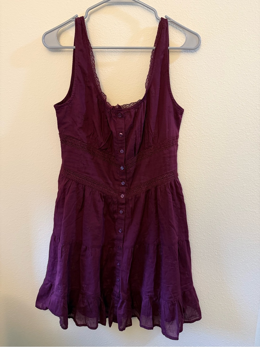 GAP Burgundy Button-Front Mini Dress